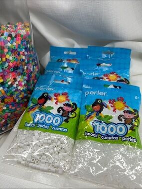White & Clear Perler Bead lot #4